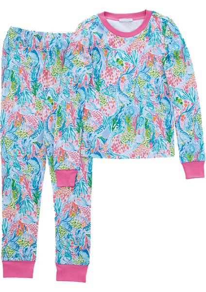 Lilly Pulitzer Mermaid Cove Organik Kız Çocuk Pijama Takımı