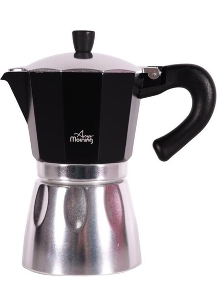 Alüminyum Espresso Kahve Makinesi, 240 ml, Siyah, Moka Pot, Dayanıklı ve Şık Tasarım