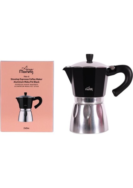 Alüminyum Espresso Kahve Makinesi, 240 ml, Siyah, Moka Pot, Dayanıklı ve Şık Tasarım fırsatları
