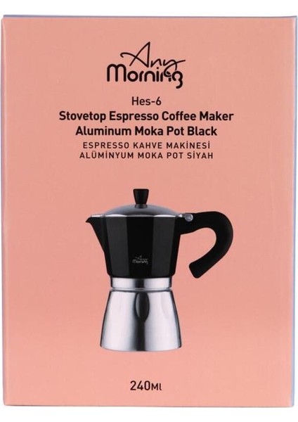 Alüminyum Espresso Kahve Makinesi, 240 ml, Siyah, Moka Pot, Dayanıklı ve Şık Tasarım indirimleri