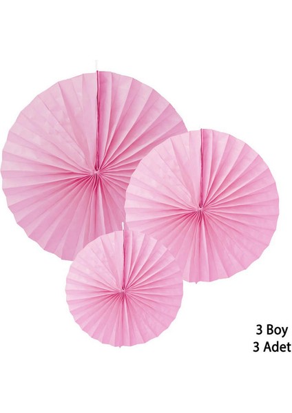 - 3 Adet Yelpaze Kağıt Süs Pembe 25 cm 179051