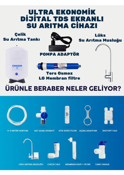 Premium Pompalı Dijital Seri Ekstra Ph Alkali Mineral Eklentili Çelik Tanklı Su Arıtma Cihazı