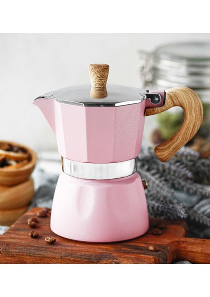 Tekno Trust 100-199 ml ATÖLYE247 Black Goat Moka Pot 3 Fincan Pembe Alüminyum