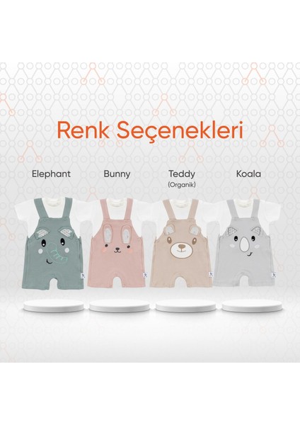 Hero Kısa Kol Bebek T-Shirt & Nakışlı Salopet Seti Elephant