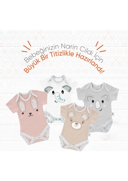 Hero Bebekler İçin Nakışlı Kısa Kol Body Bunny