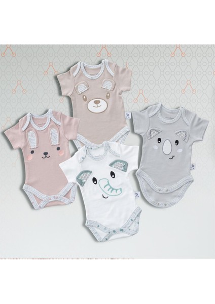 Hero Bebekler İçin Nakışlı Kısa Kol Body Bunny