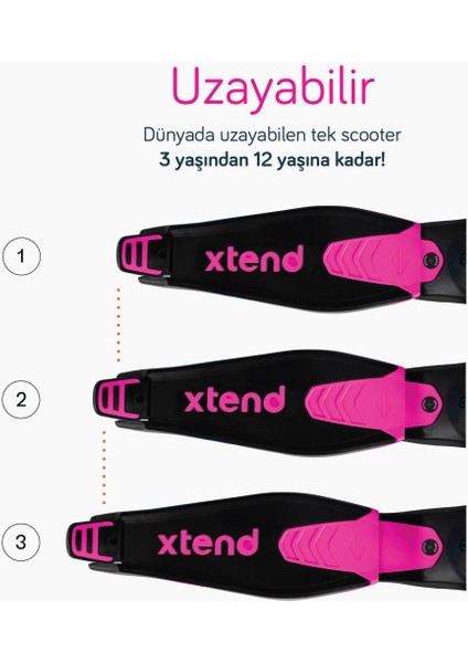 Xtend Büyüyebilen Ride On Scooter (1 - 12 Yaş) - Pink