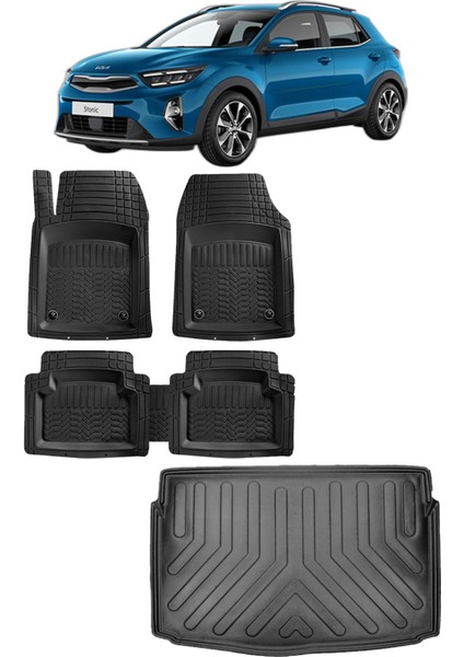 Kia Stonic Yeni Logolu Araçlar 2021 Sonrası Uyumlu Deluxe Paspas ve 3D Bagaj Havuzu