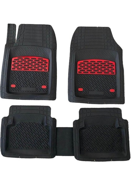 Renault Megane 2 Sedan 2002-2009 Krom Kırmızı Lüx 4d Havuzlu Oto Paspas Takımı