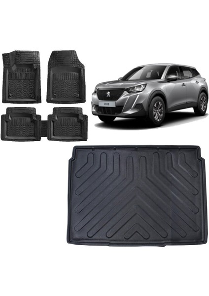 Peugeot 2008 2023 Model Uyumlu Alt Kademe 3D Bagaj Havuzu ve 4d Luxury Havuzlu Paspas