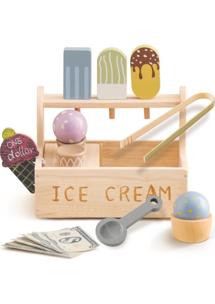 En Çok Satan Çocuk Ahşap Simülasyon Dondurma Dolabı Oyuncak Bebek Erken Eğitim Bilişsel Oyun Evi Oyuncak Seti (Yurt Dışından)