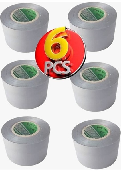 Pvc Isı Yalıtım Eklektrik Izolasyon Bandı 50 mm x 25 Yrd Gri 6 Adet