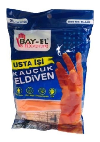 Baytec Usta Işi Kauçuk Eldiven Turuncu Eldiven Xl