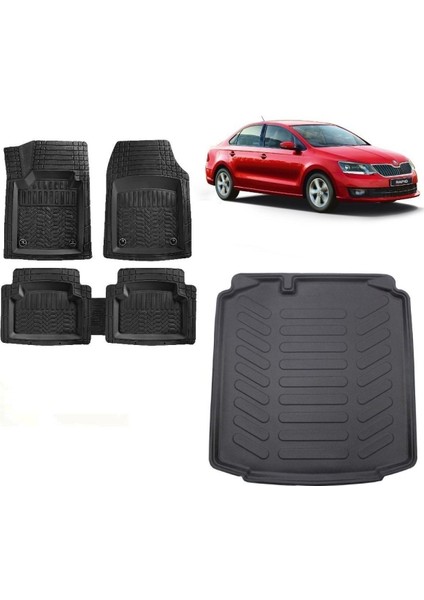 Skoda Rapid Sedan 2016 Model 3D Bagaj Havuzu ve 4d Luxury Havuzlu Paspas