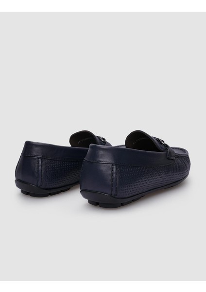 Deri Lacivert Tokalı Erkek Loafer modelleri