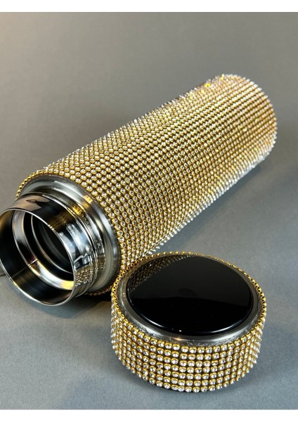 Gold Çerçeveli Taşlı 500 ml Paslanmaz Çelik Termos fırsatları