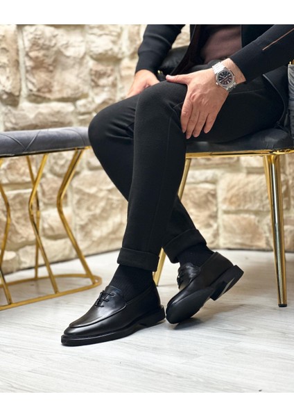 1630 Deri Siyah Erkek Casual Ayakkabı