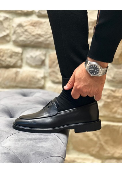 1630 Deri Siyah Erkek Casual Ayakkabı