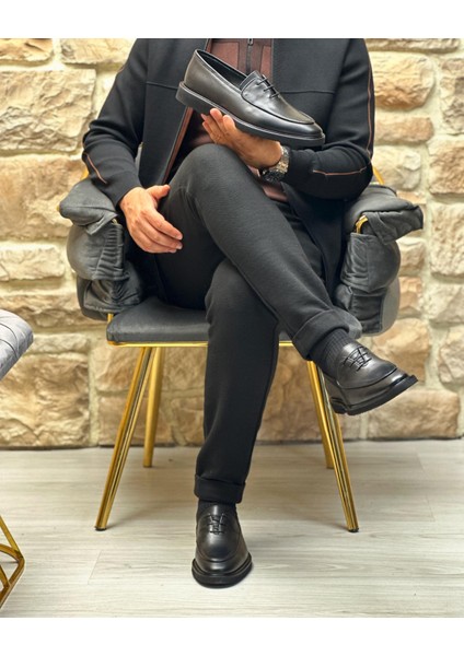 1630 Deri Siyah Erkek Casual Ayakkabı