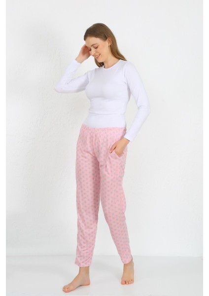 Kadın Pamuklu Cepli Tek Alt Pijama Pembe 27527