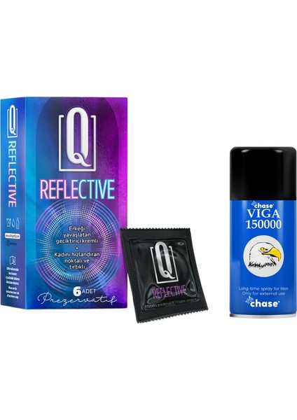 Q Reflective 6'lı Kremli Tırtıklı Prezervatif + Sprey 45ML
