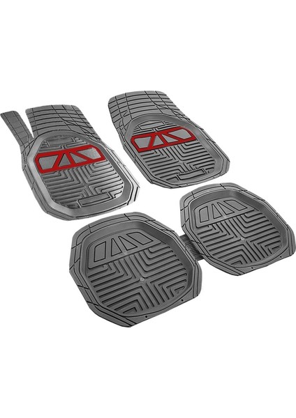 Opel Corsa C 2000-2006 Araca Uyumlu Krom Kırmızı Derin Havuzlu Siyah Oto Paspas Takımı
