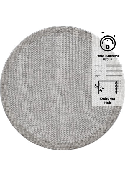 Konfor Sisalux 3093 Krem Jüt Tabanlı Modern Dokuma Yuvarlak Kilim Sisal Hasır Halı75x75