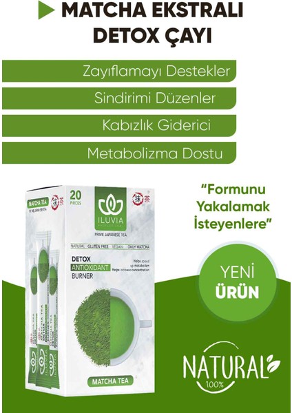 Iluvia Matcha Prime Japanese Çilek Aromalı Detox Burner Form Çayı 1 Kutu fiyatları