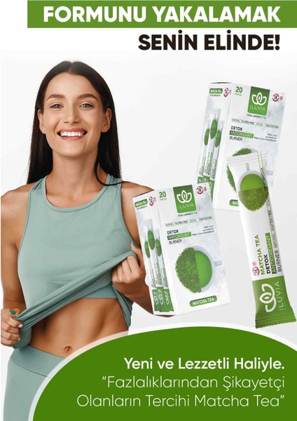 Iluvia Matcha Prime Japanese Çilek Aromalı Detox Burner Form Çayı 1 Kutu modelleri