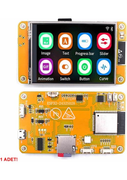 ESP32-2432S028R 2.8 Inch Rezistif Dokunmatik Tft LCD Modül 240X320 Pixel Rgb LED Ldr USB Uart Io Se