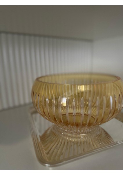 Kristal Kesme Yuvarlak Cam Salata Kasesi