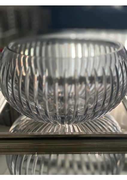 Kristal Kesme Yuvarlak Cam Salata Kasesi