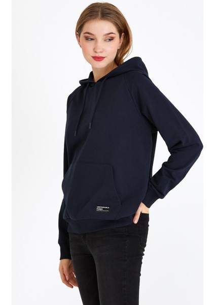 Kadın Lacivert Basic Kapüşonlu Regular Fit Rahat Sweatshirt modelleri