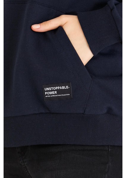 Kadın Lacivert Basic Kapüşonlu Regular Fit Rahat Sweatshirt indirimleri