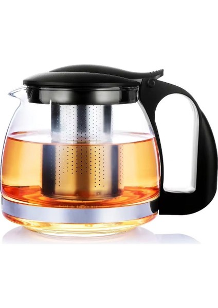 Tekno Trust 1 - 1,99 L Süzgeçli Cam Demlik 1250 ml Çaycı Demliği Özel Paslanmaz Çelik Cam
