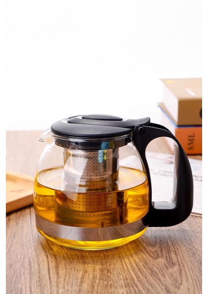 Tekno Trust 1 - 1,99 L Süzgeçli Cam Demlik 1250 ml Çaycı Demliği Özel Paslanmaz Çelik Cam