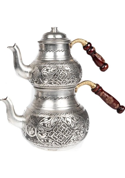 Bakır Çaydanlık 3L, Gümüş Rengi, Dayanıklı ve Şık Tasarım