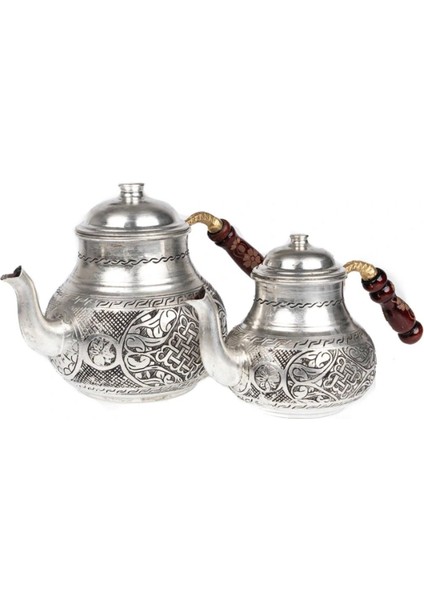 Bakır Çaydanlık 3L, Gümüş Rengi, Dayanıklı ve Şık Tasarım