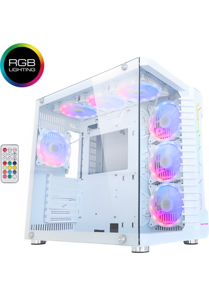 Nebula Mid Tower Kumandalı 7 Rgb Fanlı Temperli Cam Akvaryum Gaming Oyuncu Bilgisayar Kasası