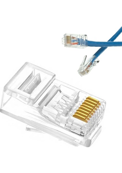 10 Adet 8P8C Plastik RJ45 Soket Ethernet Bağlantı Kablo Konnektörü Açık Uçlu 8 Pin Şeffaf