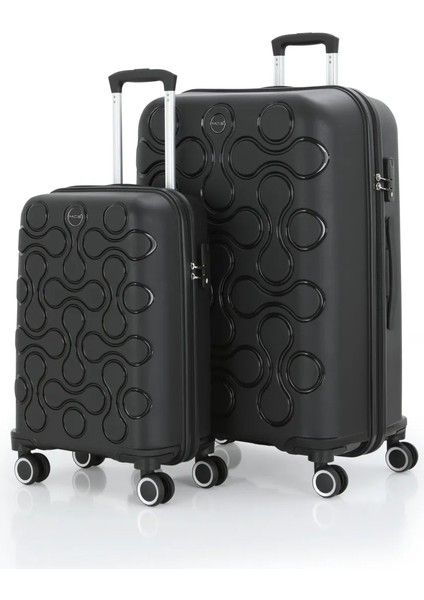 Kırılmaz Polipropilen 2'li Valiz Seti Büyük & Kabin Siyah V376