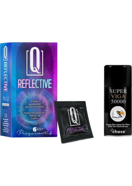 Q Reflective 6'lı Kremli Tırtıklı Prezervatif + Geciktiricili Sprey 45ML