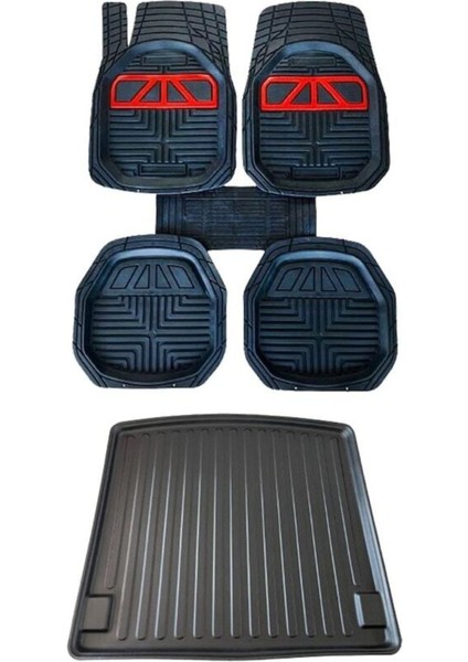 Opel Corsa B 1993-2000 Krom Kırmızı Paspas ve 3D Bagaj Havuzu