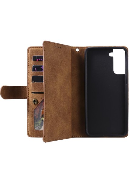 Samsung Galaxy S21 Kickstand Pu Deri Cüzdan 9 Kart Yuvaları Için Flip Case (Yurt Dışından) indirimleri