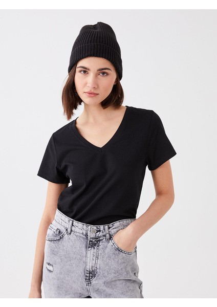Lcw Vision V Yaka Düz Kısa Kollu Kadın Tişört fiyatları