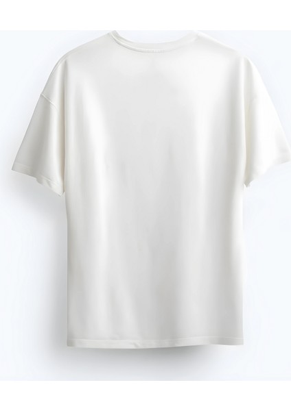 Oversize Bisiklet Yaka Baskılı Kısa Kollu Beyaz Tişört fiyatları