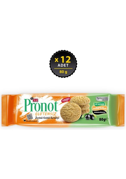 Pronot Zeytinli Kekikli Glutensiz Kurabiye 80 g x 12 Adet