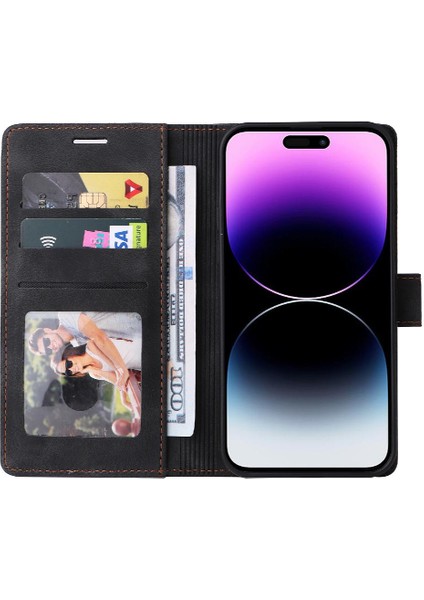 Iphone 14 Için Flip Case Pro Max Kapak Çevirin Cüzdan Darbeye Deri Kılıf (Yurt Dışından)