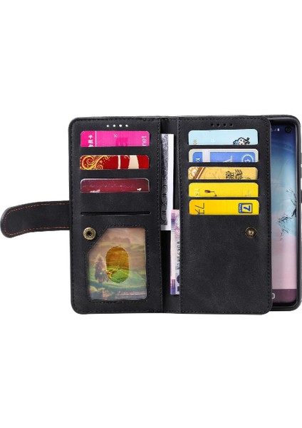 Samsung Galaxy S10E Kickstand 9 Kart Yuvaları Pu Deri Için Flip Case (Yurt Dışından)