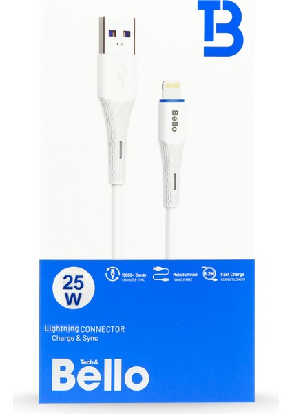 BA-01 USB Lightning Hızlı Şarj Data Kablosu 25W 1.2m